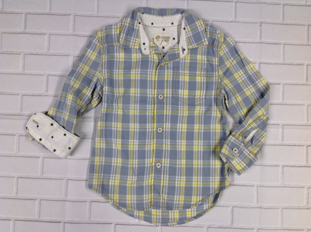 TuckerTate Gray & Yellow Checkered Top