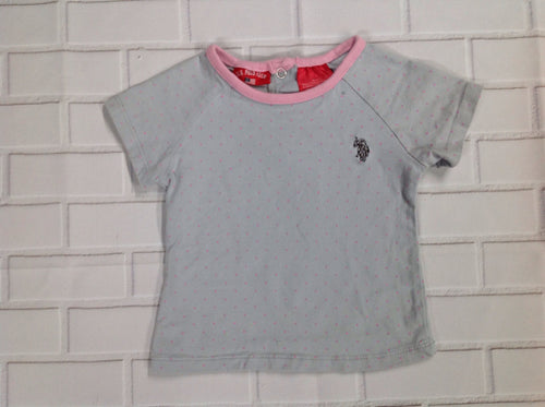 US Polo Gray & Pink Top