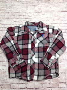 US Polo Maroon & Gray Plaid Top