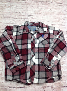 US Polo Maroon & Gray Plaid Top