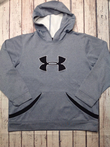 Under Armour Gray & Black PULLOVER HOODIE Top