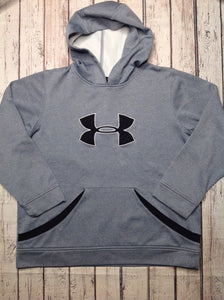Under Armour Gray & Black PULLOVER HOODIE Top