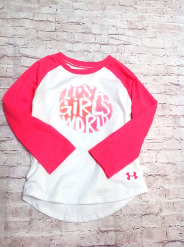Under Armour Pink & White Girls World Top