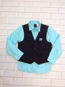 VAN HUESEN BLUE & BLACK Stripe Top