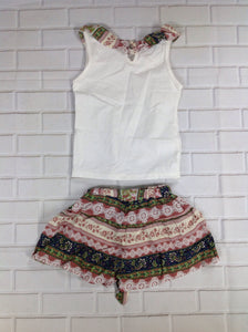 White & Green 2 PC Outfit