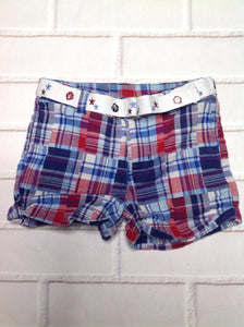 Wonder Kids Baby Blue & Red Plaid Shorts