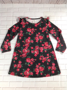 Wonder Kids Black Print Roses Dress